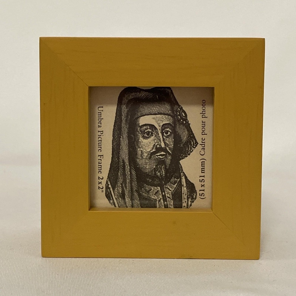Vintage UMBRA MCM Small Picture Frame Yellow Wood Cube 3 X 3 NEW